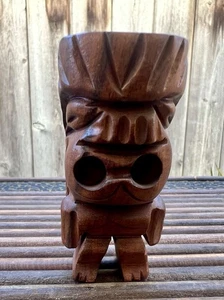 De colección Hawaiano Tiki “Ku” Tallado a Mano Madera Milo Mediados de Siglo Decoración Polinesia - Imagen 1 de 10