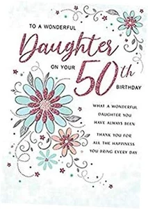 Modern Milestone Age Birthday Card 50th Daughter - -, C80765 9 x 6 inches - Picture 1 of 3