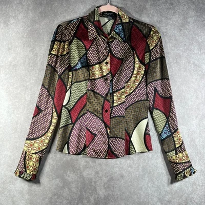 Blusa Etcetera Mujer 2 Multicolor Geométrica Mezcla Seda Cuello Abotonado Artístico Foto 1 de 4