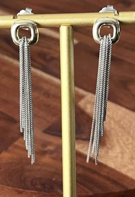 David Yurman 18K Gold & Sterling Silver Fringe Dangle Tassel Pierced Earrings - Image 1 of 4