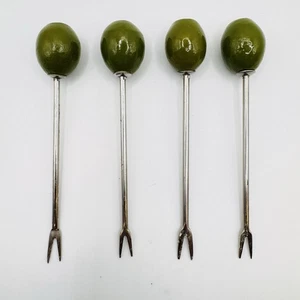 Vintage Olive Appetizer Picks Wood Hours de Vors Spears 4.5” Martini Swizzle X4 - Picture 1 of 4