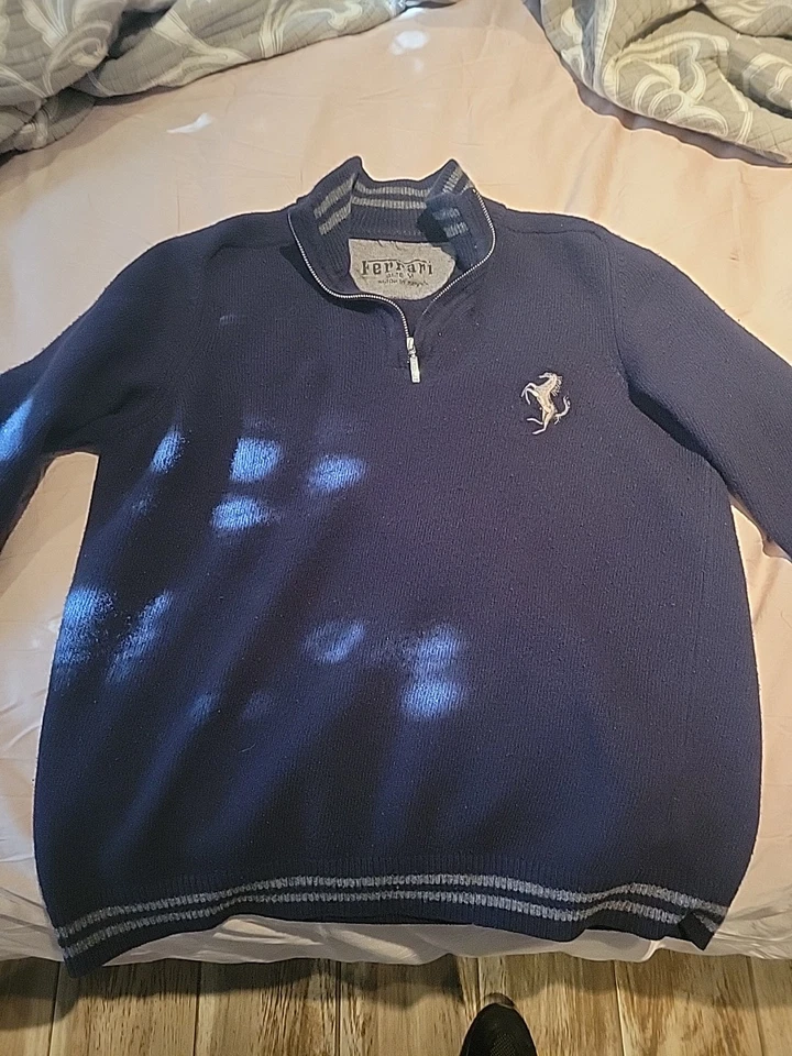 Ferrari Wool Quarter Zip Up Wool Sweater Men’s M Made In Italy - Image 1 of 4