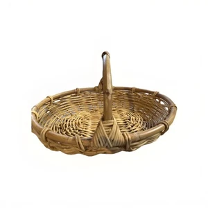 💕Large Vintage Rattan Basket– 21x17” Handwoven Boho Wicker Basket with Handle💕 - Picture 1 of 9