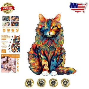 Handgefertigtes Maine Katze Holzpuzzle - Einzigartiges 620-teiliges Erlebnis für Erwachsene - Bild 1 von 9