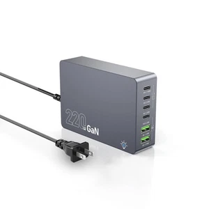 220W USB C Charger Block, 6-Port GaN USB C Charging Station PD 100W PC Laptop... - Picture 1 of 7