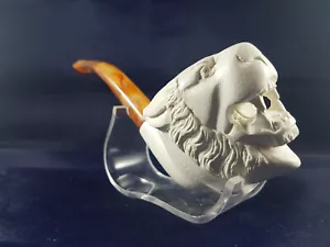 Hand Carved Lion Head, Unsmoked Pipe, Block Meerschaum - Picture 1 of 10