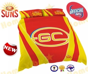 OFFICIAL AFL GOLD COAST SUNS QUILT DOONA DUVET COVER SET ~ BRAND NEW KING SIZE - Picture 1 of 1