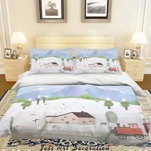 3D Rural Painting Kids Quilt Cover Set Duvet Cover Bedding Pillowcases - Picture 1 of 6