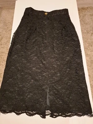 Etam Black Elegant Floral Lace Pattern Skirt - Size:10 - bx5-no.239 - Image 1 of 2