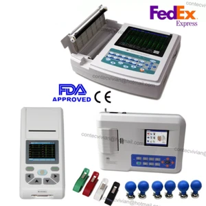 CE FDA Digital EKG ECG Machine 12-lead 1/3/12 CHANNEL Electrocardiograph CONTEC - Picture 1 of 30