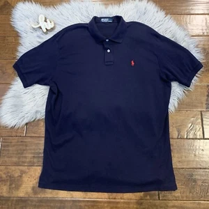 Camisa polo para hombre talla XL azul rojo pony manga corta algodón suave - Imagen 1 de 4