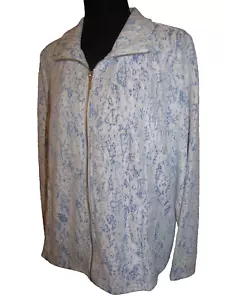 CATHY DANIELS GORGEOUS CLASSY BLUE & WHITE LACE ZIP-UP JACKET SIZE LARGE - Picture 1 of 7