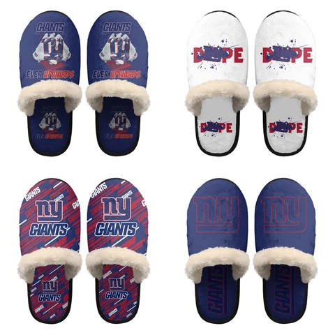 New York Giants Mens Womens Fuzzy Slippers Anti-Slip Foam Indoor House Shoes Cover