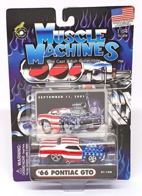 Muscle Machines 1/64 Scale 71151 01-102 - 1966 Pontiac GTO - Stars & Stripes - Image 1 of 4