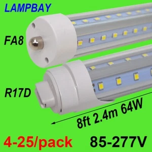 V Shape LED Tube Lights 8 feet FA8 R17D HO Bulb 270 Angle F96 Super Bright Lamp - Picture 1 of 3