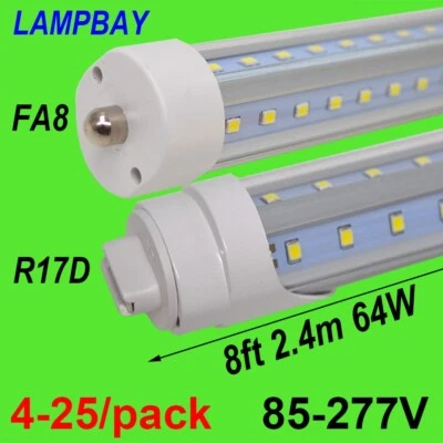 V Shape LED Tube Lights 8 feet  FA8 R17D HO Bulb 270 Angle F96 Super Bright Lamp - Image 1 of 3