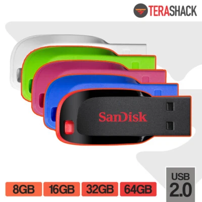 SanDisk Cruzer Blade Flash Drive 8GB 16GB 32GB 64GB USB 2.0 Pen Memory Stick - Image 1 of 4