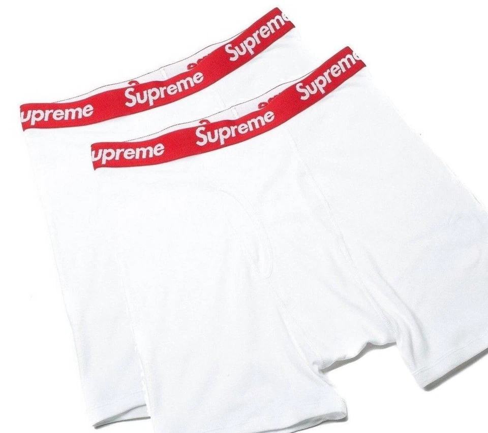 正品 Supreme Hanes 白色平角内裤 (2 包)2XLARGE XXL 44-46 — 第 1/1 张图片