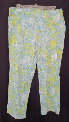 Key West новый без ЯРЛЫКОВ Aqua/лайм хлопок ракушки лодыжки брюки размер 12 - Изображение 1 из 4