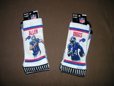 NUEVO CON ETIQUETAS CALCETINES GRANDES BUFFALO BILLS JOSH ALLEN & STEFON DIGGS CREW Foto 1 de 4