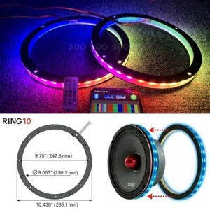 2pcs 10'' Chasing LED Speaker Lights 1/2" Spacer Ring Waterproof for Car Audio - Picture 1 of 11
