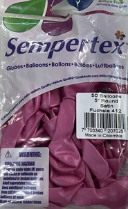 5in Round Satin Fuchsia Sempertex Latex Balloons 50ct - Picture 1 of 2