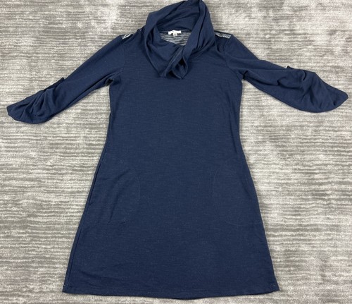 VETEMENTS Sophie Max Vestito Donna Piccolo Blu Tasche Rotolo Tab Maniche Casual