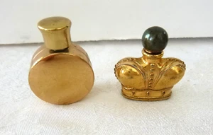 Lot of 2 Vintage Mini Perfume Bottles 1-Brass 1-Gold-Plated Prince Matchabelli - Picture 1 of 3