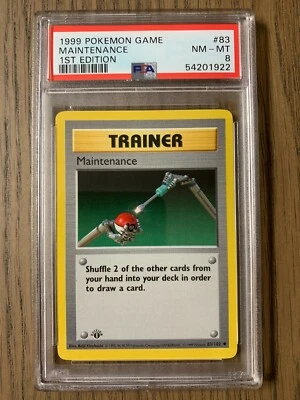 PSA 8 - Pokemon MAINTENANCE - 1st EDITION Shadowless Base Set - 83/102 Trainer - Image 1 of 2