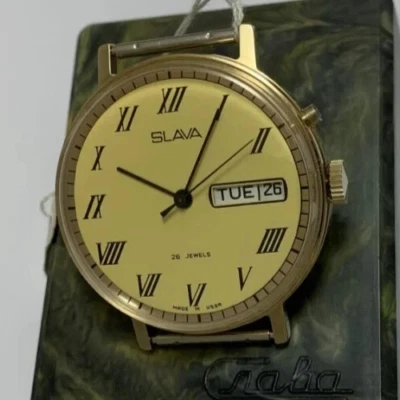 Reloj Pulsera Mecánico Soviético Raro Coleccionable Confiable Slava 26 Joyas Era URSS Foto 1 de 4