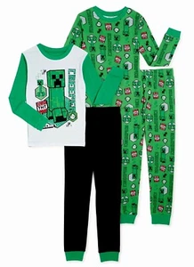 4 PC Kids Minecraft Pajamas Set T Shirt Pant Boys 6 S Zombies TNT Creeper Cotton - Picture 1 of 4