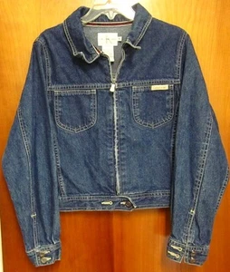 CALVIN KLEIN vtg juniors XL jean-jacket classic CK logo coat NYC fashion 1990s - Picture 1 of 5