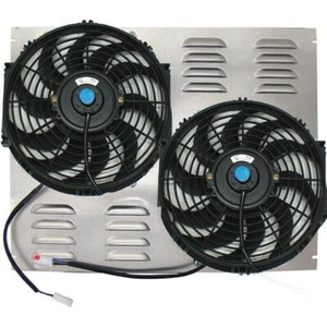 Z40112 Dual 10" Electric Fan & Shroud - 16 1/2 x 20 1/2 x 1 7/8 - Picture 1 of 5