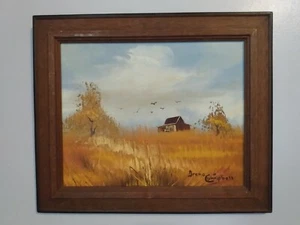 Vintage Irena Campbell Original Gemälde ländliche Szene 8x10" Tafel signiert 1940er - Bild 1 von 3