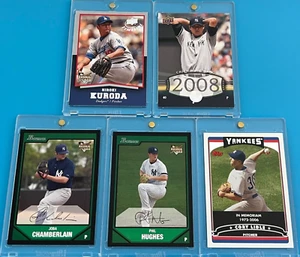 2008 UpDk TIMELINE Hiroki Kuroda RC +2007 Bowman PHIL HUGHES Joba Chamberlain RC - Picture 1 of 2