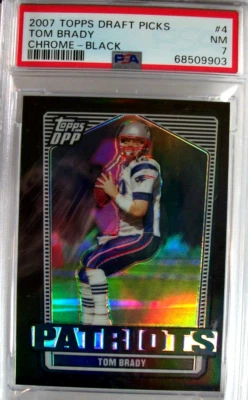 Topps Draft Picks Tom Brady 2007 cromo negro refractor PSA casi nuevo 7 Foto 1 de 3