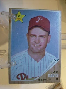 1962 Topps Baseball #521 - Jacke Davis RS, RC UER - Philadelphia Phillies 62-007 - Picture 1 of 2