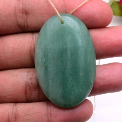 115 Cts Natural Green Aventurine Untreated Drilled Oval Cabochon Loose Gemstone - Image 1 of 4