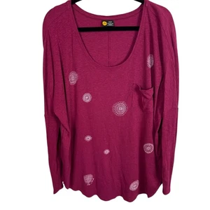 Life Is Good Damen Top Gr. XXL / 2X dunkelrosa/weiß Print Langarm - Bild 1 von 6