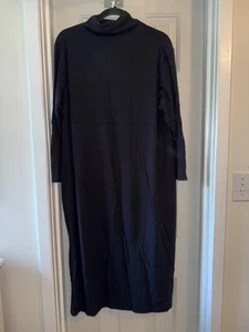 WOMEN WITH CONTROL PETITE Finespun Jersey Tummy Control Midi Dress BLACK  1X P - Picture 1 of 2