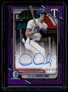 2024 Bowman Draft Chrome Prospect Autographs Purple Refractor Dylan Dreiling - Picture 1 of 2