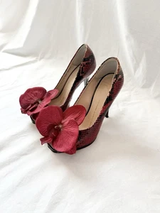 Giuseppe ZANOTTI heels sandals shoes butterfly red orchid flower size 36 6 Y2K - Picture 1 of 6