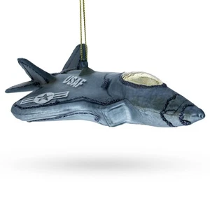 Mighty US Army Fighter Jet Vetro Soffiato Decorazione Natalizia - Foto 1 di 5
