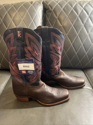 Tony Lama Western Cowgirl SquareToe Leather Boots Women’s Size 11B. Brown Pink - Image 1 of 4