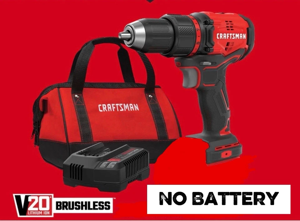 Kit Taladro/Destornillador Inalámbrico CRAFTSMAN V20, 1/2 pulgada con Bolsa y Cargador (¡LEER!) Foto 1 de 1