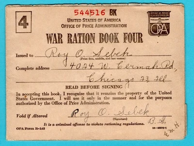 USA war ration booklet with part of the ration stamps inside - Image 1 of 3