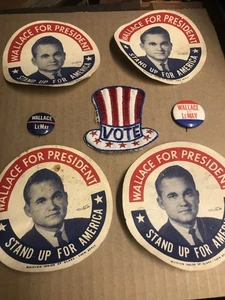 GEORGE WALLACE FOR PRESIDENT 4 DECALS & 2 BUTTONS & PATCH PACKAGE - Picture 1 of 1