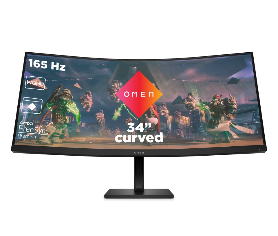 HP Omen 34c Gaming Monitor - VA, WQHD, 165Hz, Höhenverstellung - Bild 1 von 4