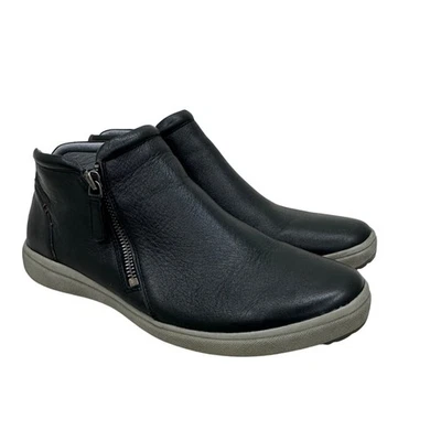 Josef Seibel Caren Black Leather Side Zip Ankle Booties Shoes Womens 40 US 9-9.5 - Image 1 of 4