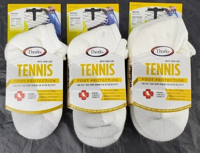 Lote de 3 Calcetines Thorlos Adultos Unisex Micro Mini Cojín Tenis Crew - Talla M - Nuevos con Etiquetas Foto 1 de 4
